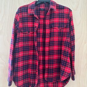 Madewell Red and Navy Checkered Shirt